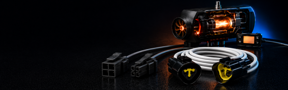 Zubehör für China Standheizungen – Verlängerungskabel & Ansaugadapter Display-Verlängerungskabel, Ansaugadapter und Stecker für 2kW, 5kW und 8kW China Diesel-Standheizungen