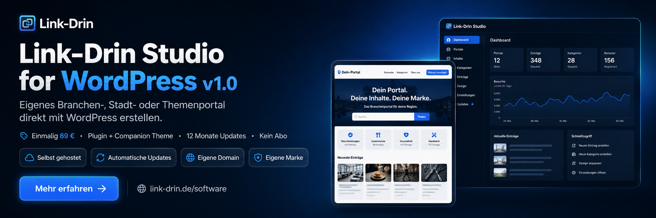 Link-Drin Studio for WordPress v1.0 – eigenes Portal mit WordPress erstellen